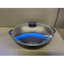 Gjutjrnsgryta med glaslock 28cm - rund botten