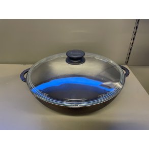 Gjutjrnsgryta med glaslock 28cm - rund botten