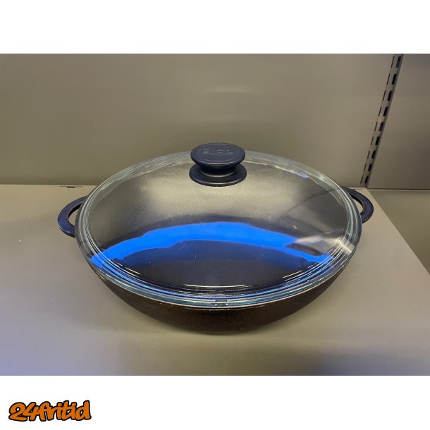 Gjutjrnsgryta med glaslock 28cm - rund botten