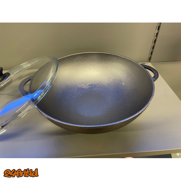 Gjutjrnsgryta med glaslock 28cm - rund botten